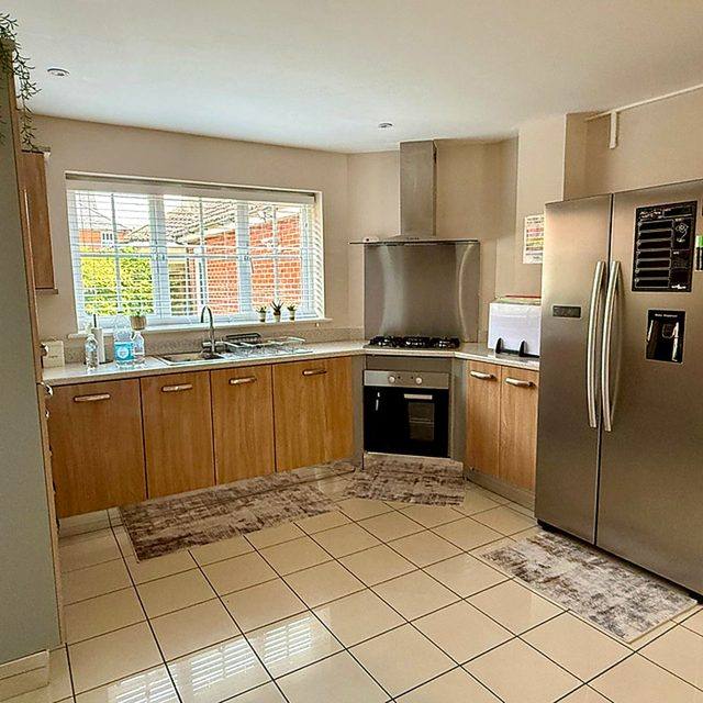 The kitchen at Hammond House, with worktops and space to cook together.